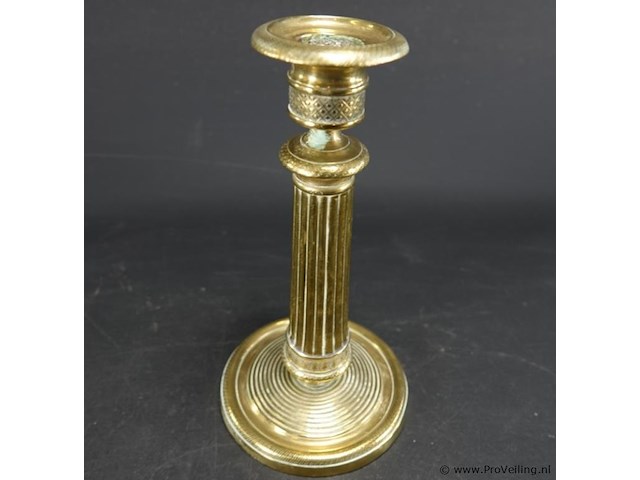Koper/bronzen kandelaar - afbeelding 2 van  5