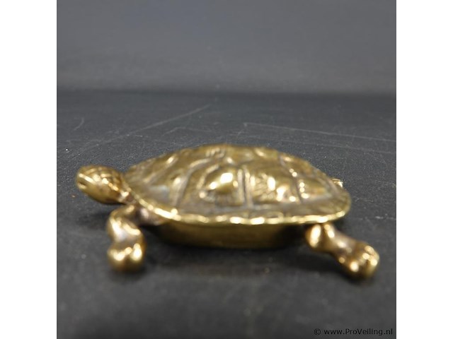 Koperen schildpad als scharnierende dekseldoos - afbeelding 2 van  5