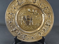 Koperen sierbord met gedreven decor - afbeelding 1 van  5