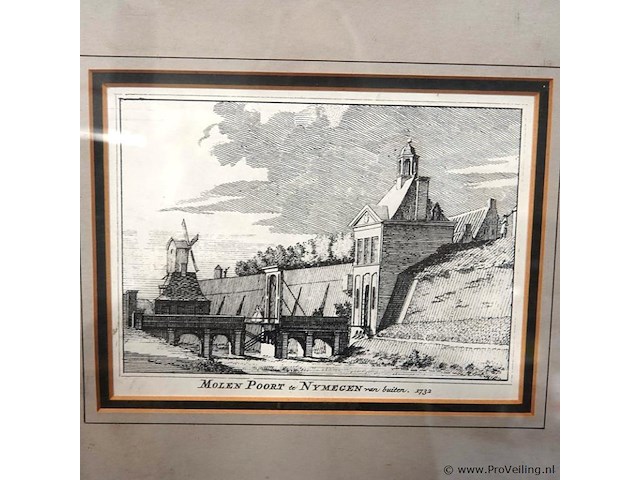 Kopergravure van de molenpoort in nijmegen - afbeelding 2 van  5