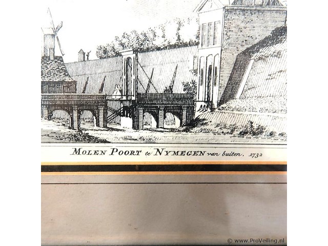 Kopergravure van de molenpoort in nijmegen - afbeelding 3 van  5