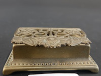 Koper/messing art nouveau postzegeldoosje - afbeelding 1 van  5