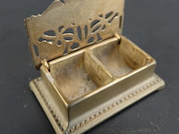 Koper/messing art nouveau postzegeldoosje - afbeelding 2 van  5