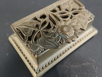 Koper/messing art nouveau postzegeldoosje - afbeelding 3 van  5