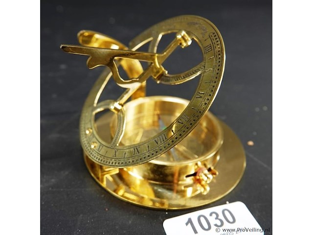 Koper/messing zonnewijzer kompas - afbeelding 1 van  5