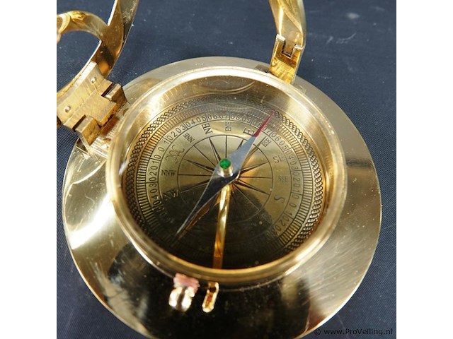 Koper/messing zonnewijzer kompas - afbeelding 3 van  5