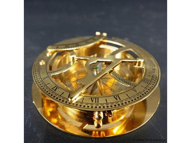 Koper/messing zonnewijzer kompas - afbeelding 4 van  5