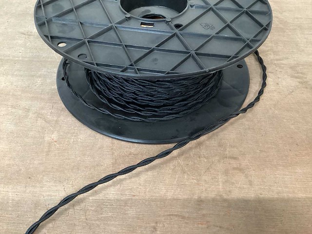 Kopp textielgeweven snoer, 2x0,75mm2, zwart - afbeelding 1 van  4