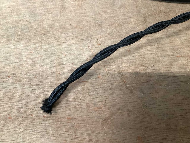 Kopp textielgeweven snoer, 2x0,75mm2, zwart - afbeelding 2 van  4