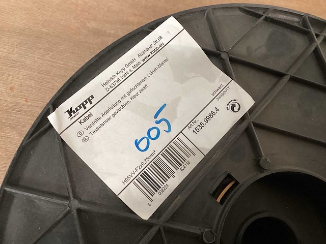 Kopp textielgeweven snoer, 2x0,75mm2, zwart - afbeelding 3 van  4