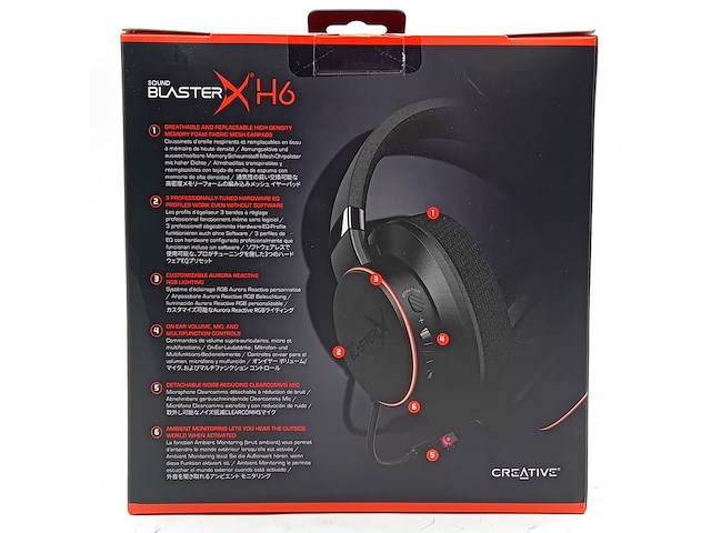 Koptelefoon, sound blaster x, h6 usb gaming headset 7.1 - afbeelding 7 van  9