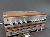 Körting stereoversterker en een bijpassende tuner met een aluminium front en houten ombouw - afbeelding 1 van  8