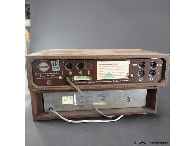 Körting stereoversterker en een bijpassende tuner met een aluminium front en houten ombouw - afbeelding 5 van  8