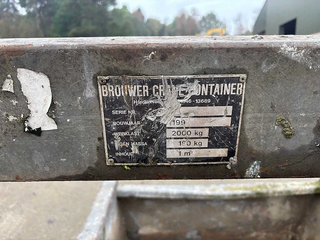 Kraancontainer puinbak kiepbak 1000l 2000kg - 1996 - overige hijs- en heftechniek - afbeelding 4 van  5