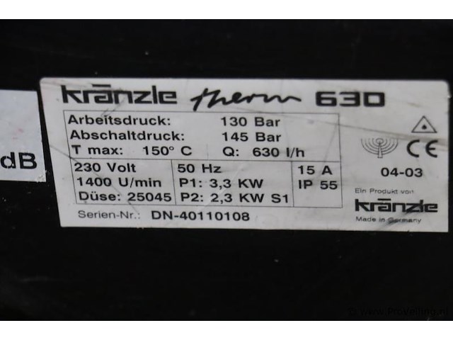 Kraenzle therm warmwater hogedrukreiniger 630 incl. slanghaspelwagen - afbeelding 18 van  19