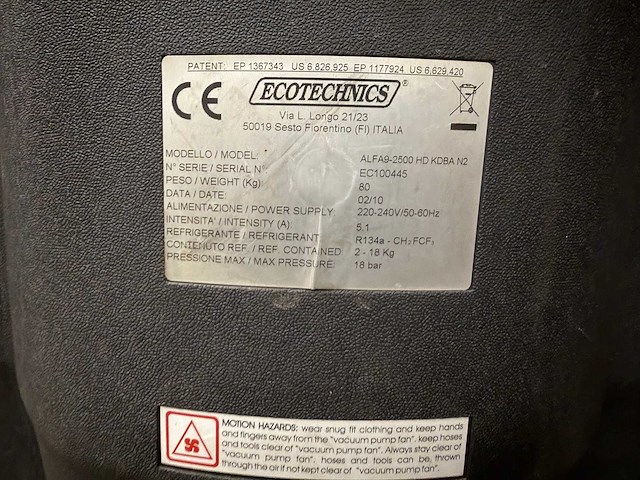 Kramp / ecotechnics - 2010 - 2500hd - airco test- en vulapparaat r134a - afbeelding 5 van  6