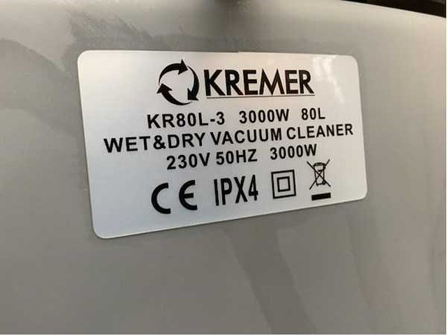 Kremer - 2024 - kr80l-3 - industriële stofzuiger - afbeelding 3 van  3