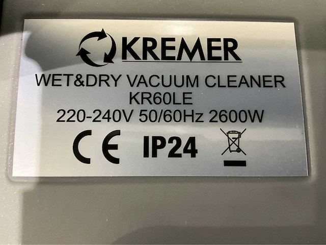 Kremer - 2026 - kr60l-3 grijs - industriële stofzuiger - afbeelding 12 van  12