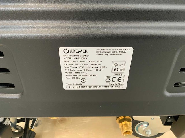 Kremer - kr7300 - heetwater hogedrukreiniger diesel - afbeelding 8 van  8