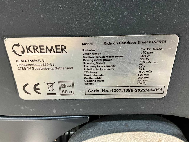 Kremer kr-fr70 opzit schrobmachine - werkbreedte 56cm - werk capaciteit 3500m2/u - afbeelding 2 van  7