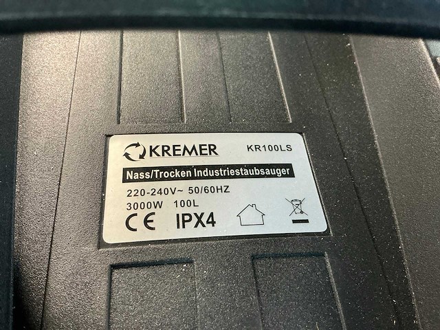 Kremer kr100ls industriële stofzuiger - afbeelding 3 van  3
