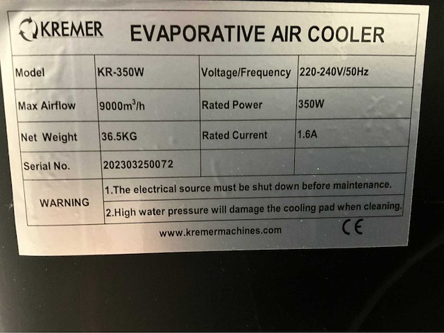 Kremer kr350w kr350w mobiele luchtkoeler - afbeelding 8 van  9