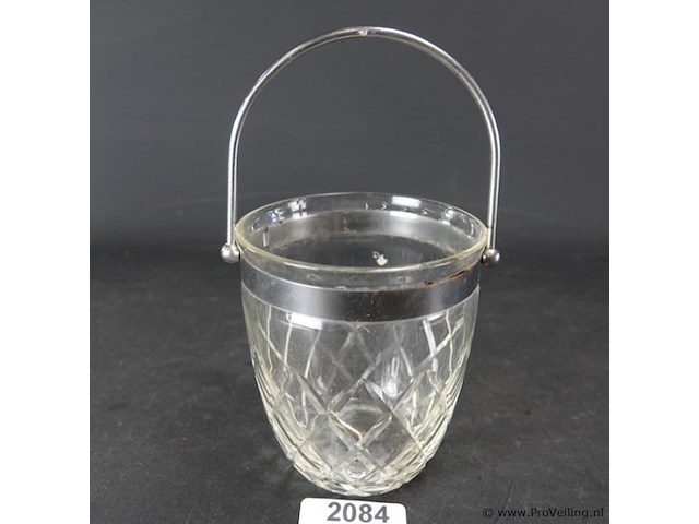 Kristallen ijsemmer met verzilverd montuur - afbeelding 1 van  5