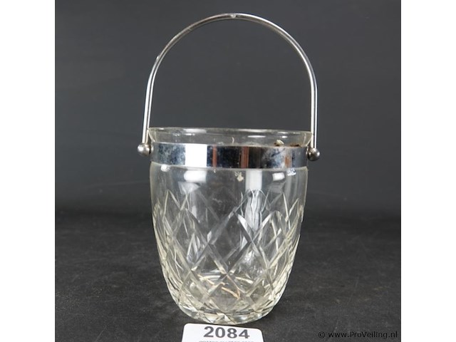 Kristallen ijsemmer met verzilverd montuur - afbeelding 2 van  5