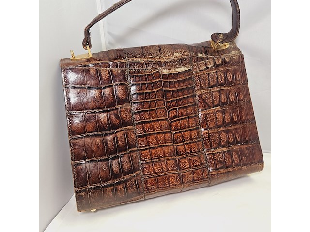 Krokodillenleren handtas - afbeelding 3 van  9