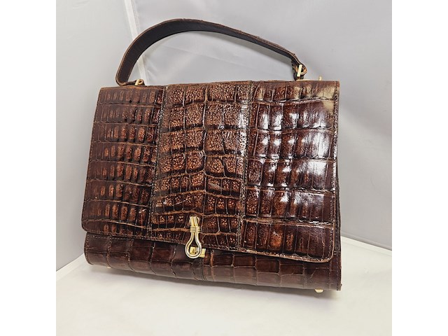 Krokodillenleren handtas - afbeelding 1 van  9