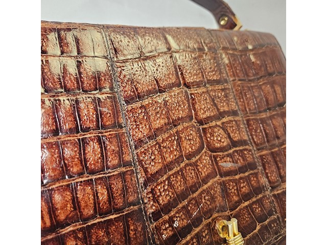 Krokodillenleren handtas - afbeelding 5 van  9