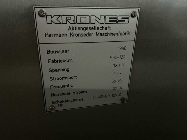 Krones/stork/zalkin/kosme flessen spoel/vul/etiketteerlijn (7000 fles/uur)met onderdelen - afbeelding 91 van  99