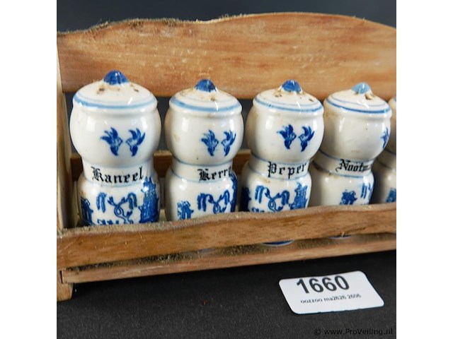 Kruidenrek met porseleinen potjes - afbeelding 3 van  5