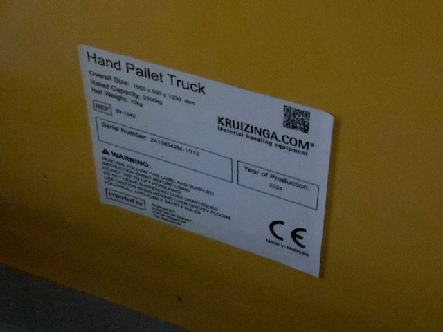 Kruizinga - 2500kg - hand hydraulische palletwagen - afbeelding 5 van  5
