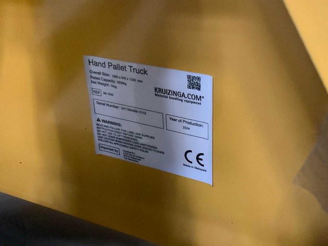 Kruizinga - 2500kg - hand hydraulische palletwagen - afbeelding 6 van  6