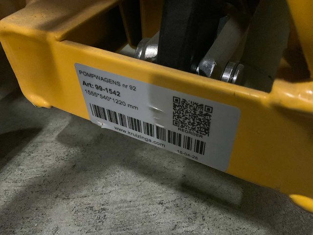 Kruizinga - 2500kg - hand hydraulische palletwagen - afbeelding 4 van  5