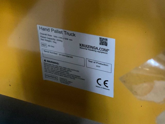 Kruizinga - 2500kg - hand hydraulische palletwagen - afbeelding 5 van  5