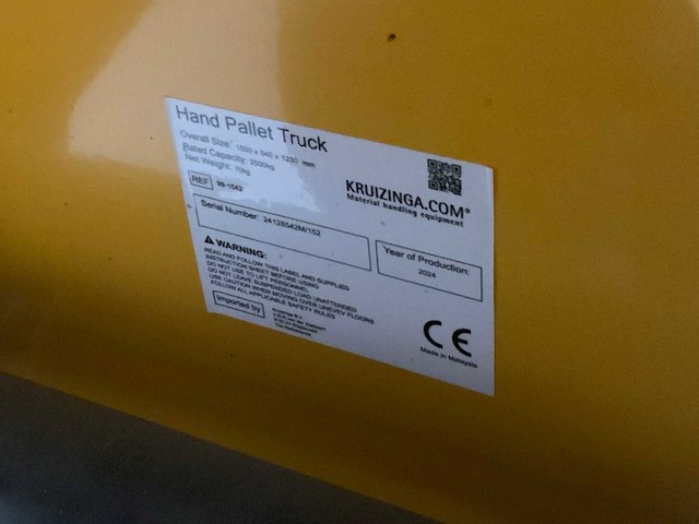 Kruizinga - 2500kg - hand hydraulische palletwagen - afbeelding 6 van  6