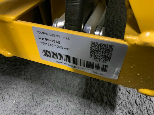Kruizinga - 2500kg - hand hydraulische palletwagen - afbeelding 5 van  6