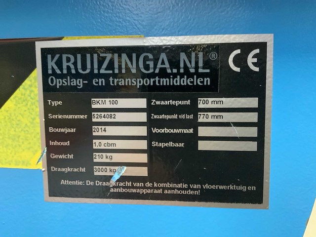 Kruizinga bkm 100 verrijdbare kantelbare afvalbak - afbeelding 5 van  6