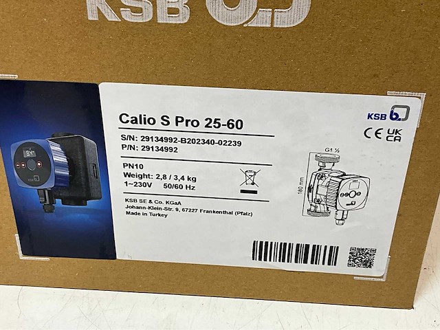 Ksb calio s 25-60 b circulatiepomp 180mm 1.1/2" bn. pn10 230v - afbeelding 3 van  4