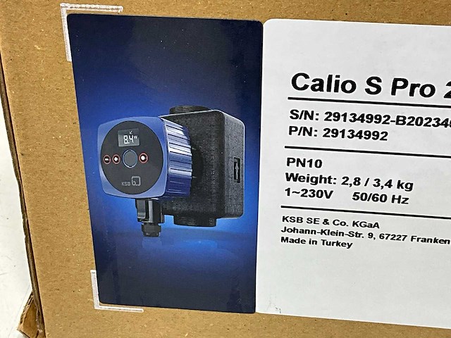 Ksb calio s 25-60 b circulatiepomp 180mm 1.1/2" bn. pn10 230v - afbeelding 4 van  4