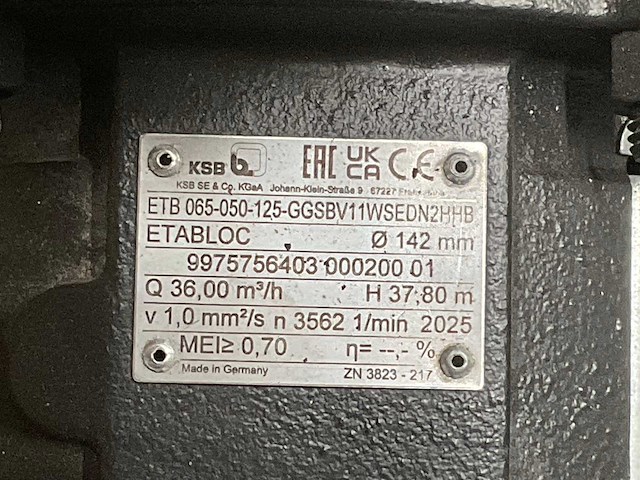 Ksb etb 065-050-125 centrifugaalpomp (2x) - afbeelding 4 van  6