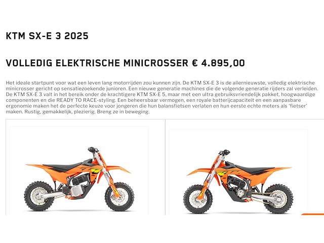 Ktm sx-e 3 mini-crosser elektrisch (ongebruikt). - afbeelding 4 van  13