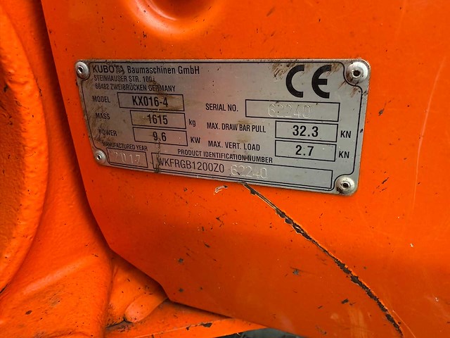 Kubota - 2017 - kx016-4 - minigraafmachine - afbeelding 16 van  16