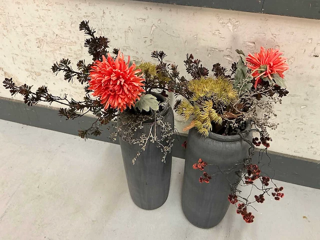 Kunstbloemen in vaas (2x) - afbeelding 2 van  3
