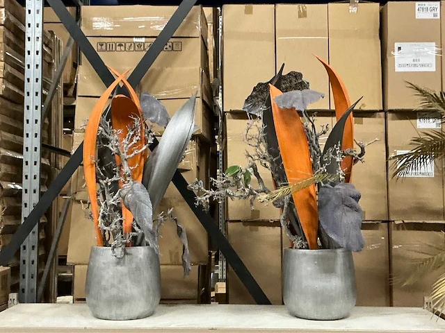 Kunstbloemstuk in pot (2x) - afbeelding 2 van  3