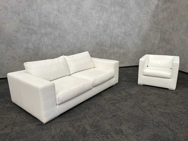 Kunstlederen loungeset wit - afbeelding 1 van  6