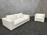Kunstlederen loungeset wit - afbeelding 1 van  6
