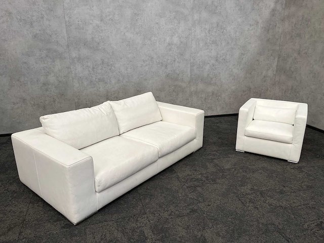 Kunstlederen loungeset wit - afbeelding 6 van  6